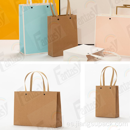 Bolso de joyería de papel kraft Bolso de compras con asa